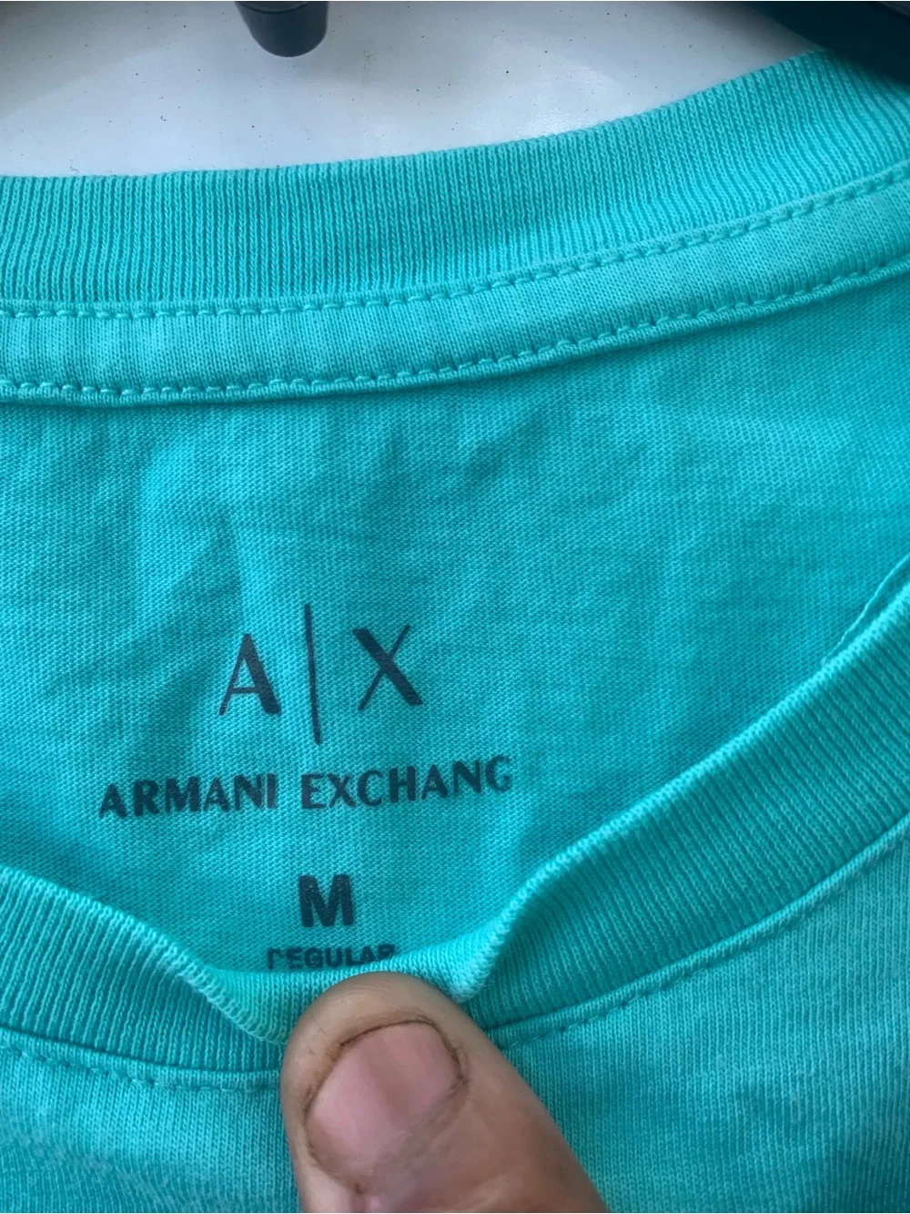 Armani Exchange Men's Aqua Crew Neck T-Shirt
